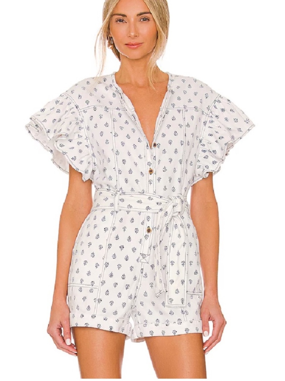 Saylor Tie Waist Romper | Size Medium | EUC